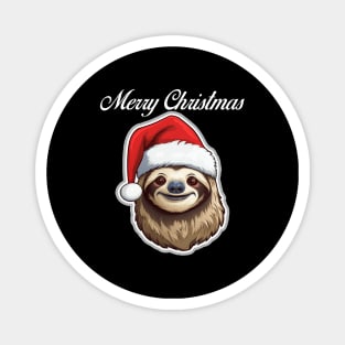 Sloth Wearing Santa Hat - Merry Christmas (White Lettering) Magnet